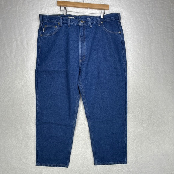 Carhartt Relaxed Fit Flannel Lined Jeans Mens 44x30 B172 DST NWT NOS Denim - Picture 2 of 12